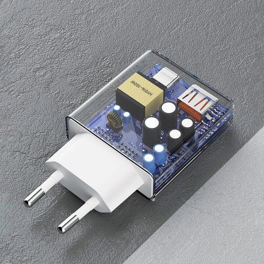 Dudao A30EUT 30W GaN-Wandladegerät USB-A / USB-C + USB-C - USB-C-Kabel - Weiß