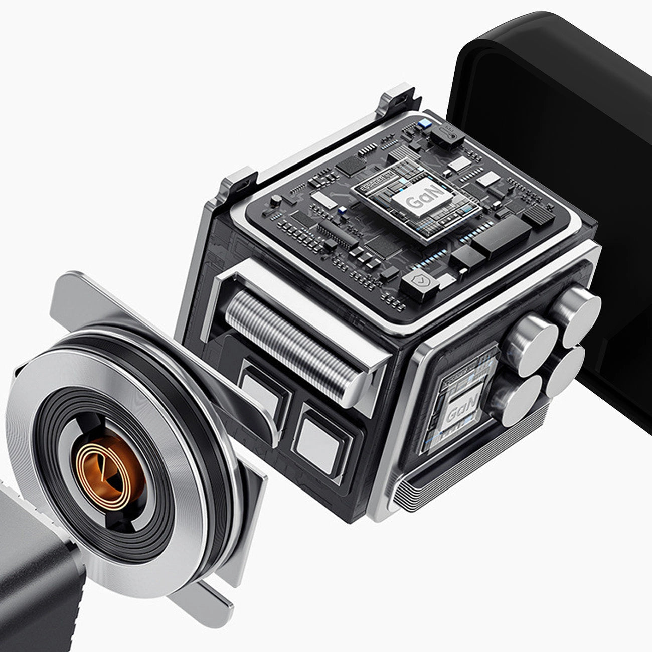 Dudao A67EU GaN 67W Wandladegerät mit integriertem, einziehbarem USB-C Power Delivery Quick Charge - Schwarz