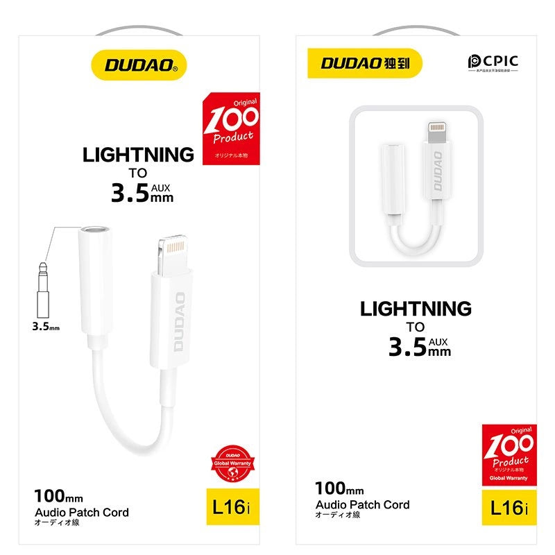 Dudao Audio-Adapter Kopfhörer-Adapter von Lightning auf 3,5 mm Mini-Klinke weiß (L16i weiß)