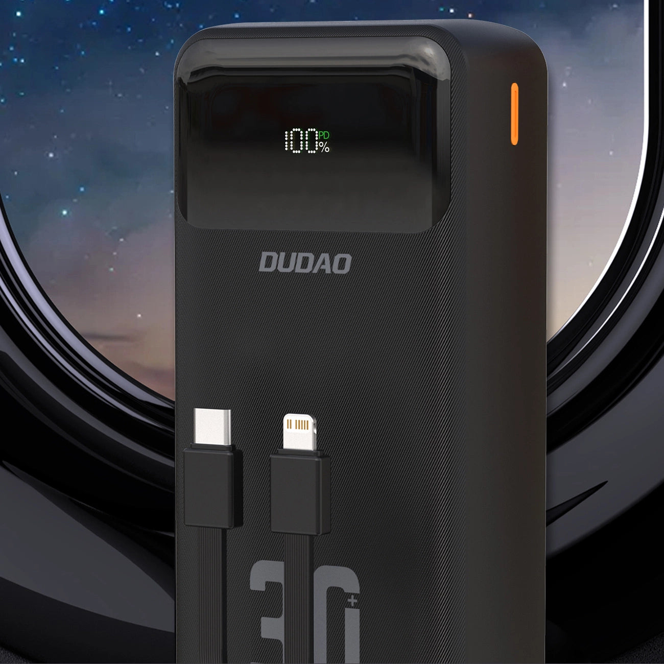 Dudao K15MAX 30000mAh PD 22.5W Powerbank mit integrierten Kabeln - Schwarz