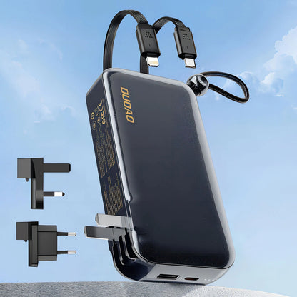 Dudao K25 2in1 10000 mAh Powerbank-Ladegerät mit 3 Steckern – Grau
