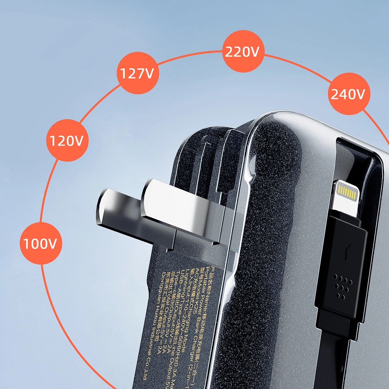 Dudao K25 2in1 10000 mAh Powerbank-Ladegerät mit 3 Steckern – Grau