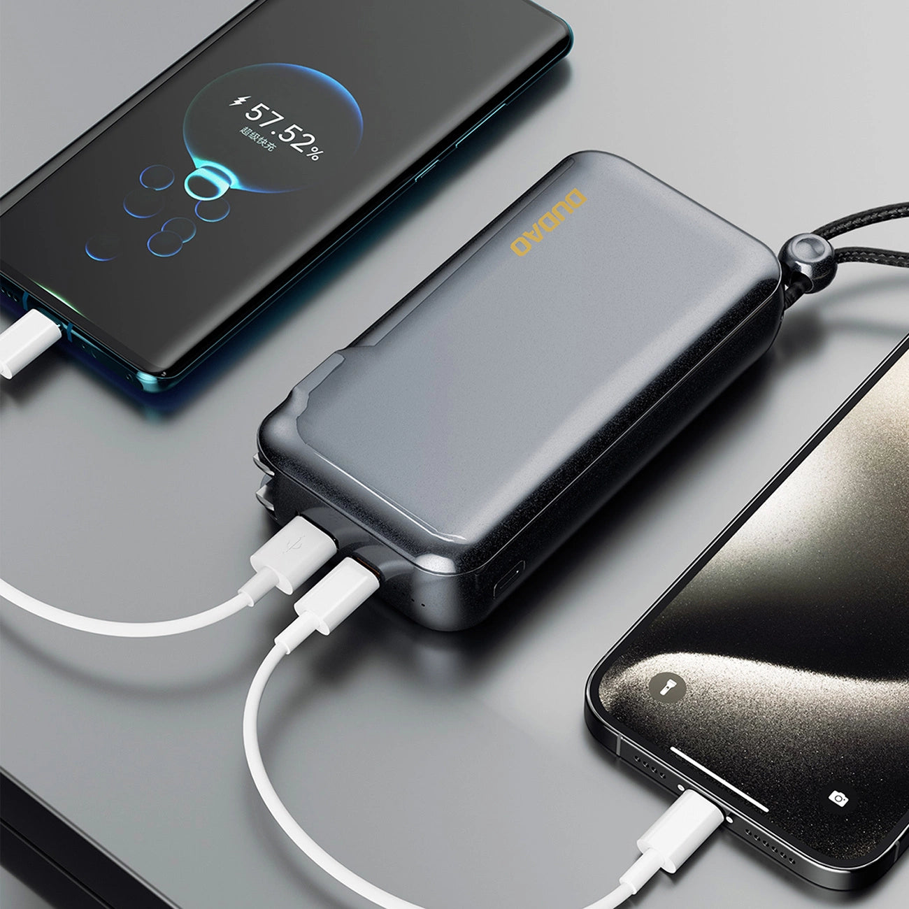 Dudao K25 2in1 10000 mAh Powerbank-Ladegerät mit 3 Steckern – Grau