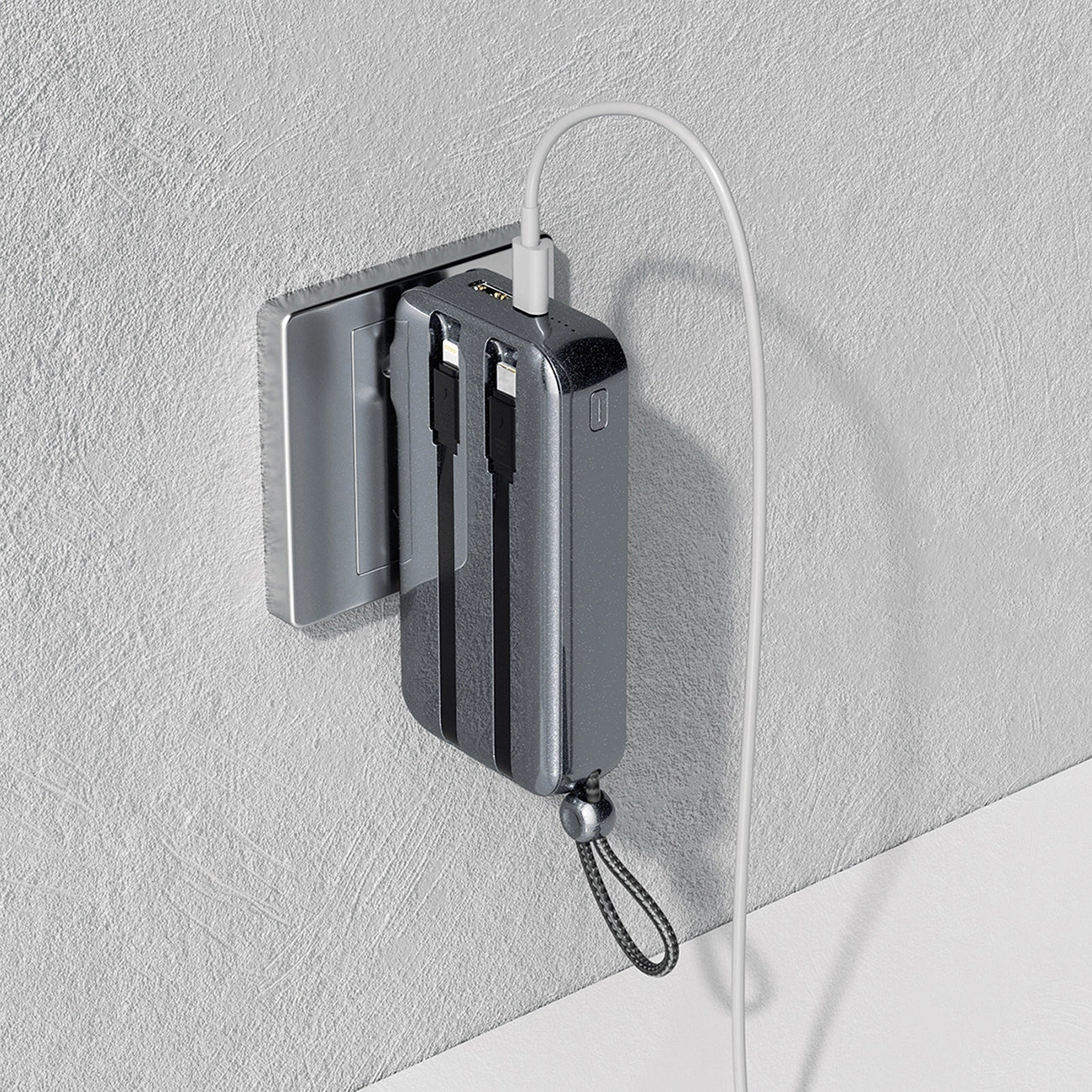 Dudao K25 2in1 10000 mAh Powerbank-Ladegerät mit 3 Steckern – Grau