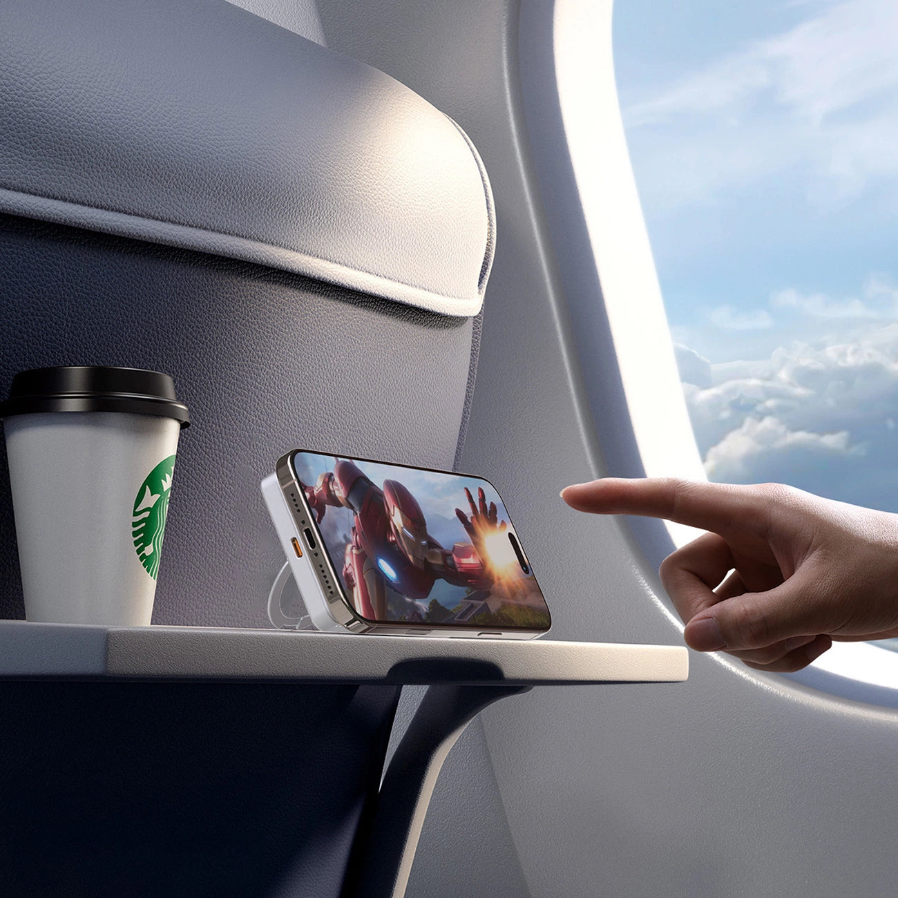 Dudao K28 10000 mAh PD 22,5 W MagSafe Powerbank mit Metallgehäuse und Ringständer - Grau