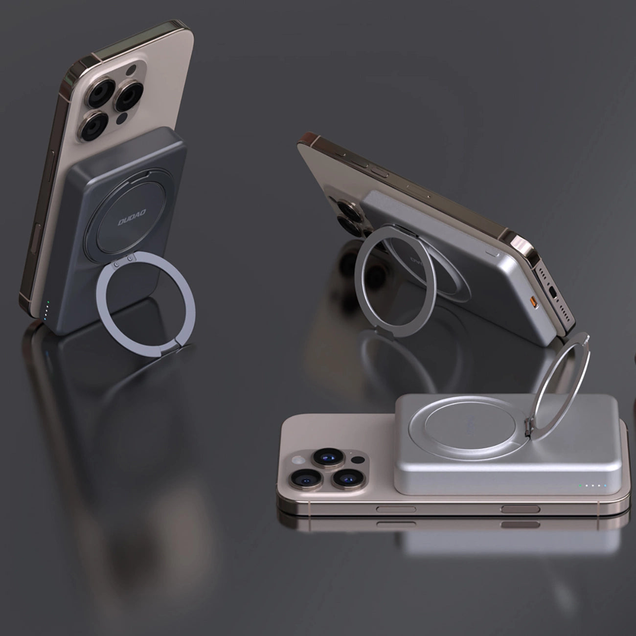 Dudao K28 10000 mAh PD 22,5 W MagSafe Powerbank mit Metallgehäuse und Ringständer - Silber