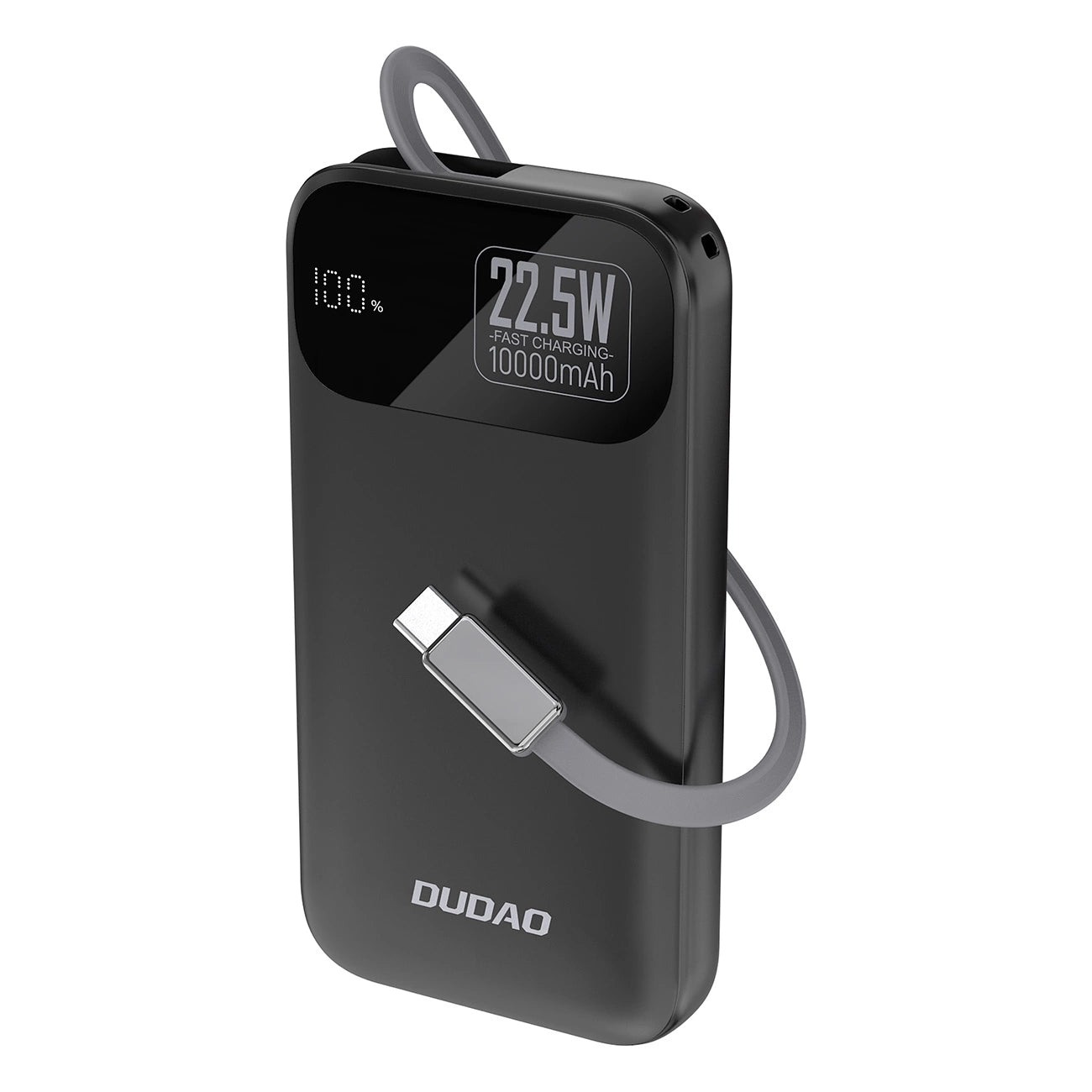 Dudao K31 10000 mAh 22,5 W PD Powerbank mit integriertem Kabel - Schwarz