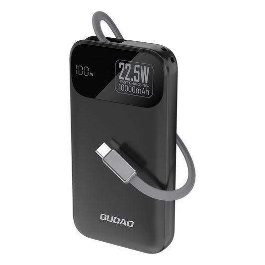 Dudao K31 10000 mAh 22,5 W PD Powerbank mit integriertem Kabel - Schwarz