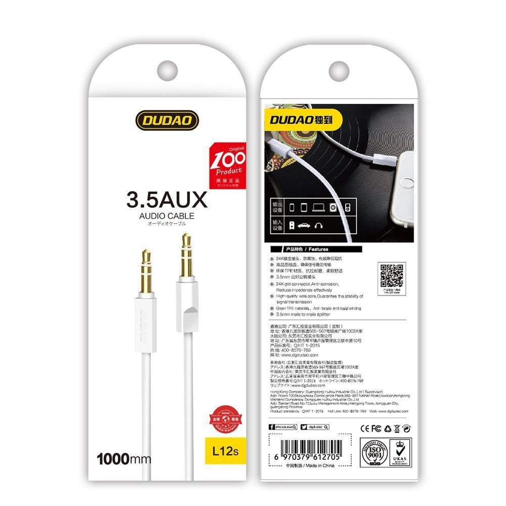 Dudao L12S AUX-Kabel Miniklinke 3,5 mm 1 m 3-polig Stereo - weiß