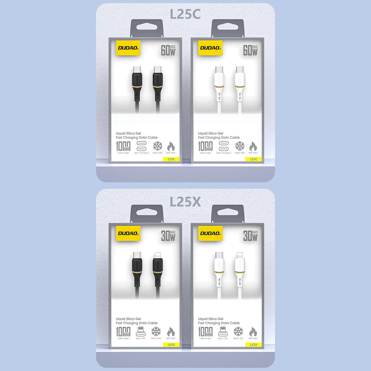 Dudao L25C USB-C - USB-C Silikonkabel 60W 1m - Weiß