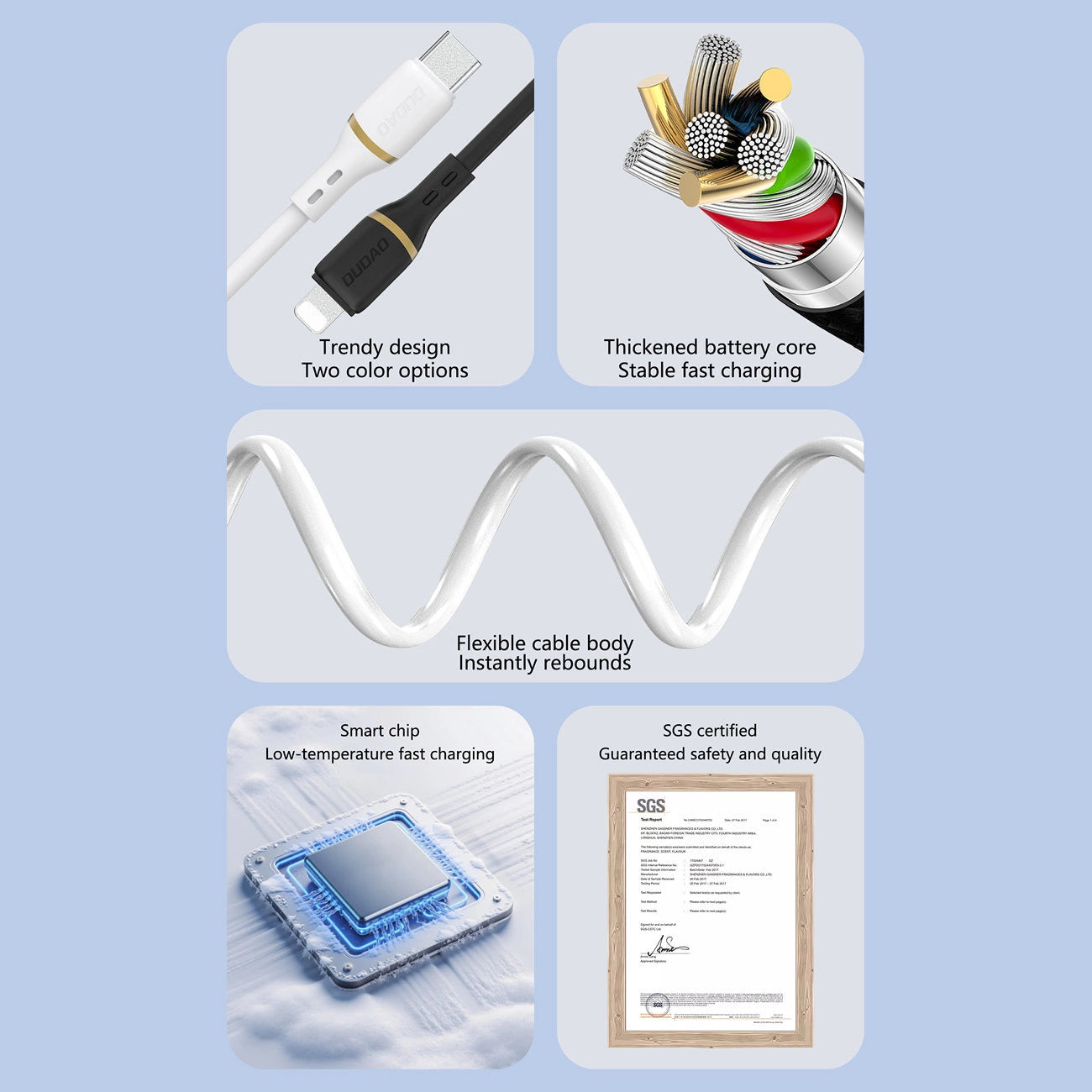 Dudao L25T USB-A - USB-C Silikonkabel 5A 1m - Weiß