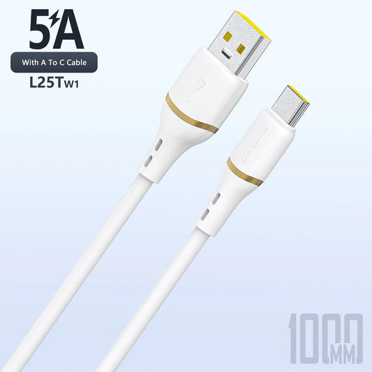 Dudao L25T USB-A - USB-C Silikonkabel 5A 1m - Weiß
