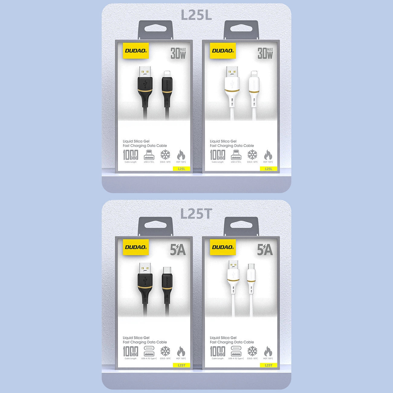 Dudao L25T USB-A - USB-C Silikonkabel 5A 1m - Weiß