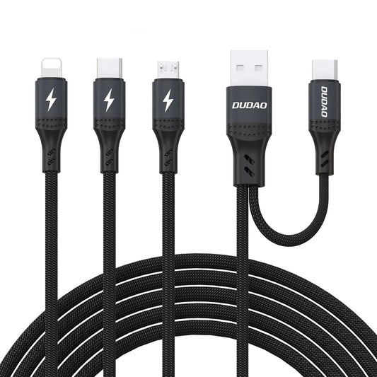 Dudao L3W USB-A/USB-C auf Lightning/USB-C/MicroUSB 66W Kabel - Schwarz