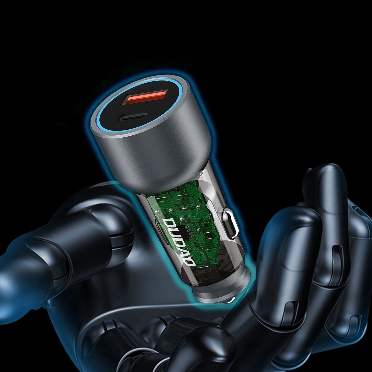 Dudao R4T 25W USB-A / USB-C Autoladegerät - Grau