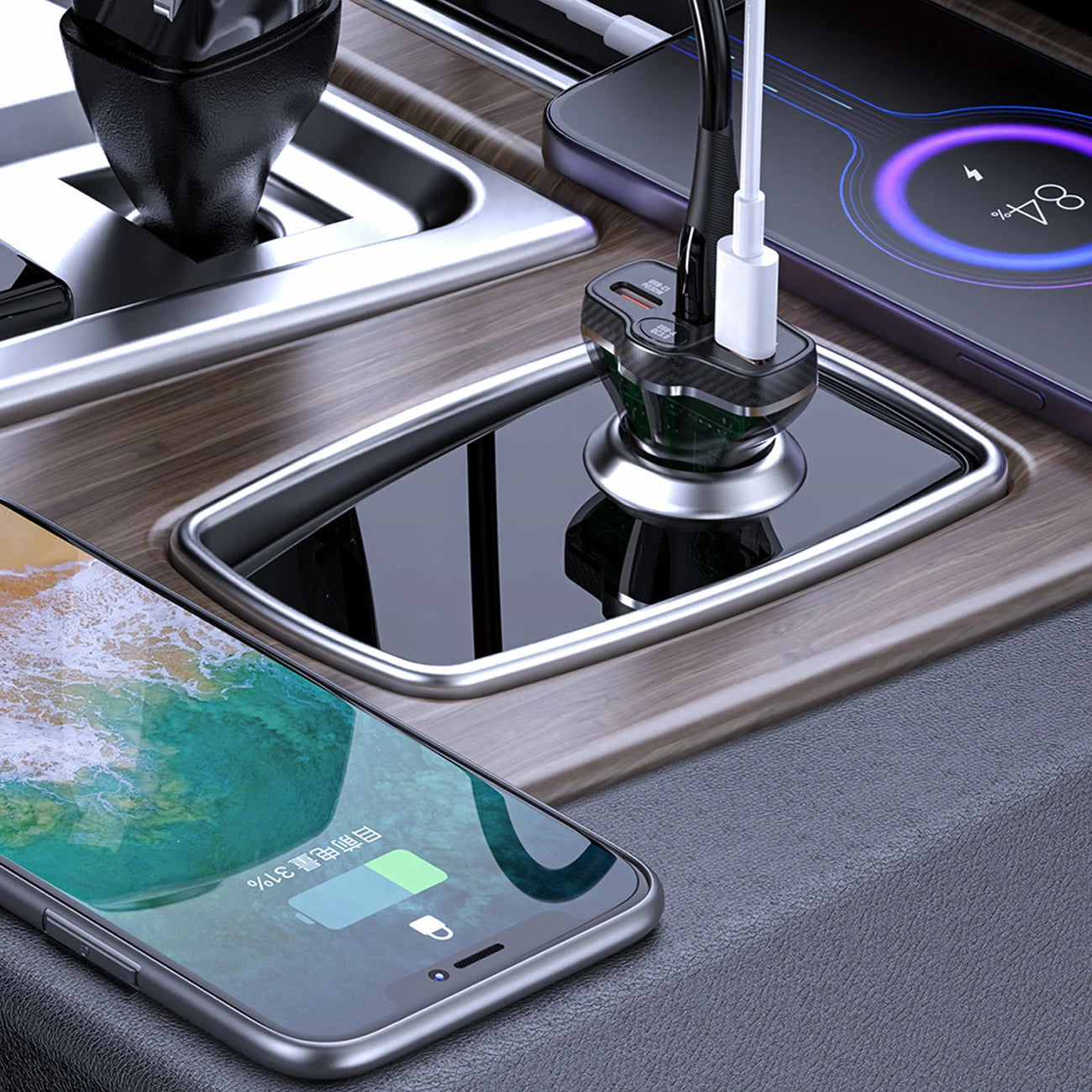 Dudao R78 78W USB-C PD / 2xUSB-A QC Autoladegerät - Schwarz