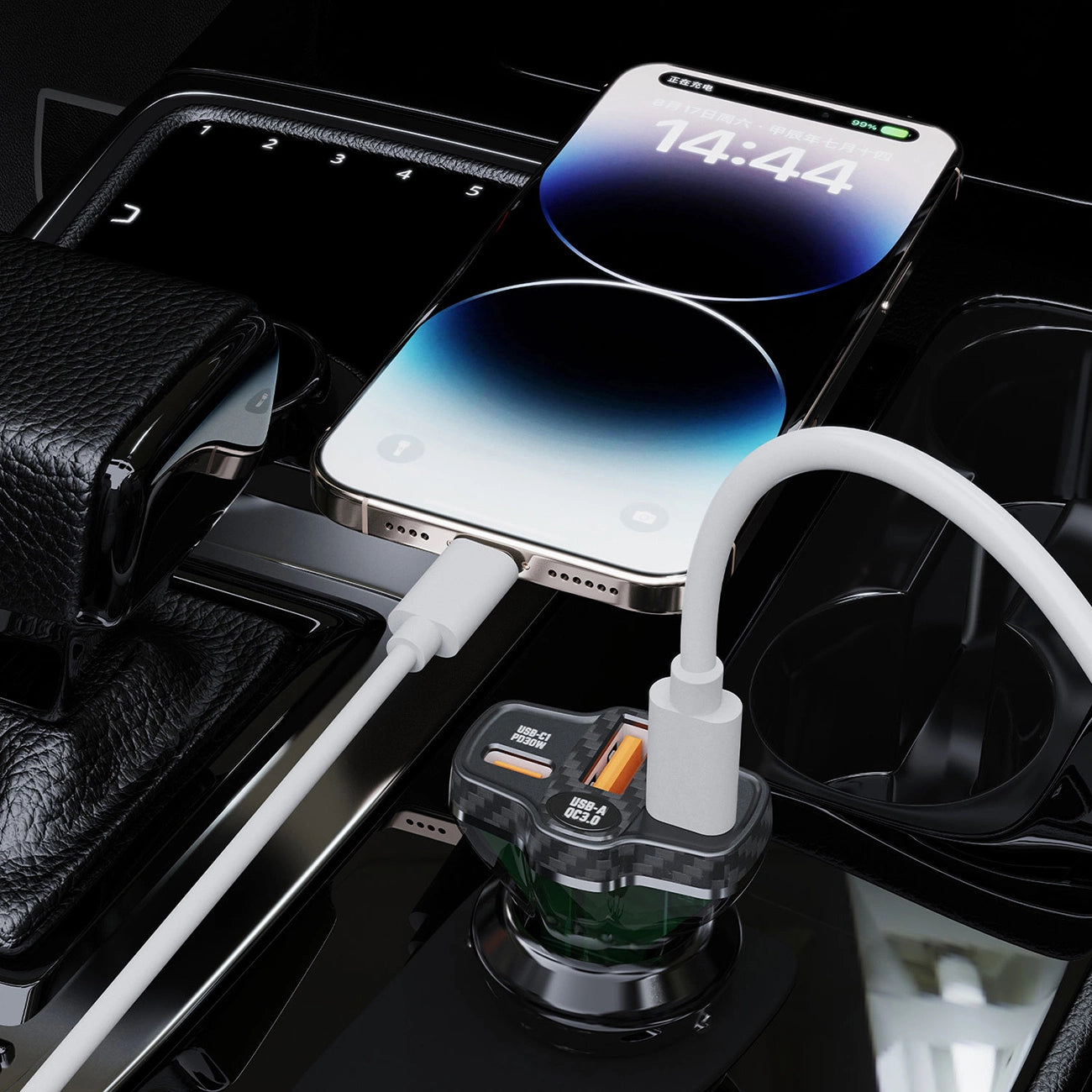 Dudao R78 78W USB-C PD / 2xUSB-A QC Autoladegerät - Schwarz