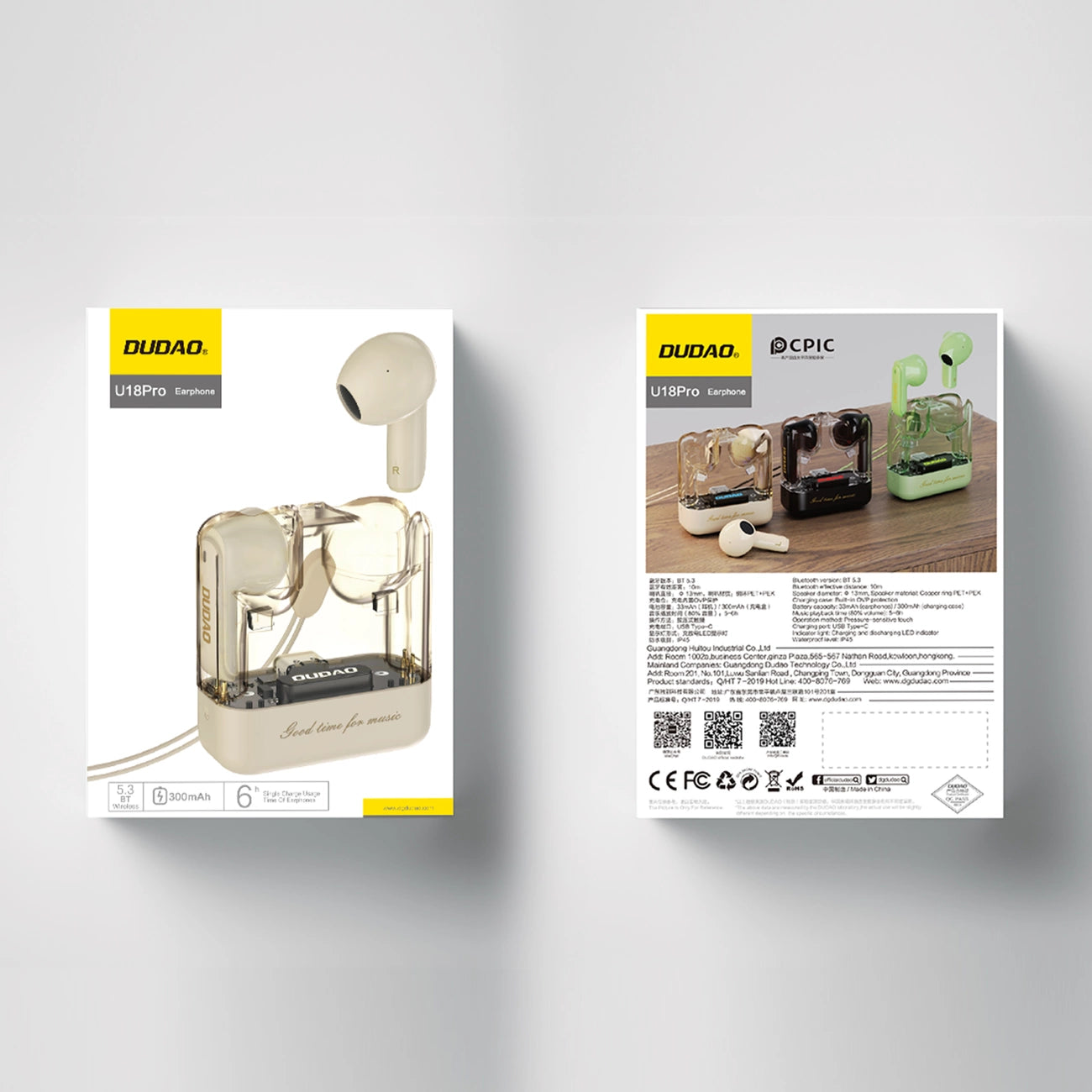 Dudao U18Pro Bluetooth 5.3 TWS kabellose Kopfhörer – Beige