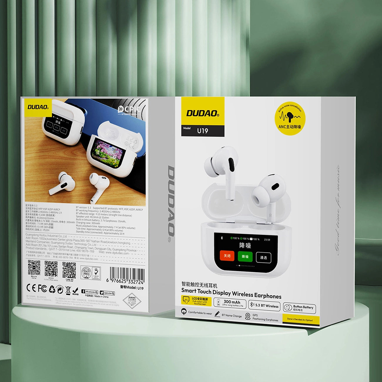 Dudao U19 In-Ear TWS kabelloser Bluetooth 5.3 Kopfhörer mit LED-Anzeige – Weiß