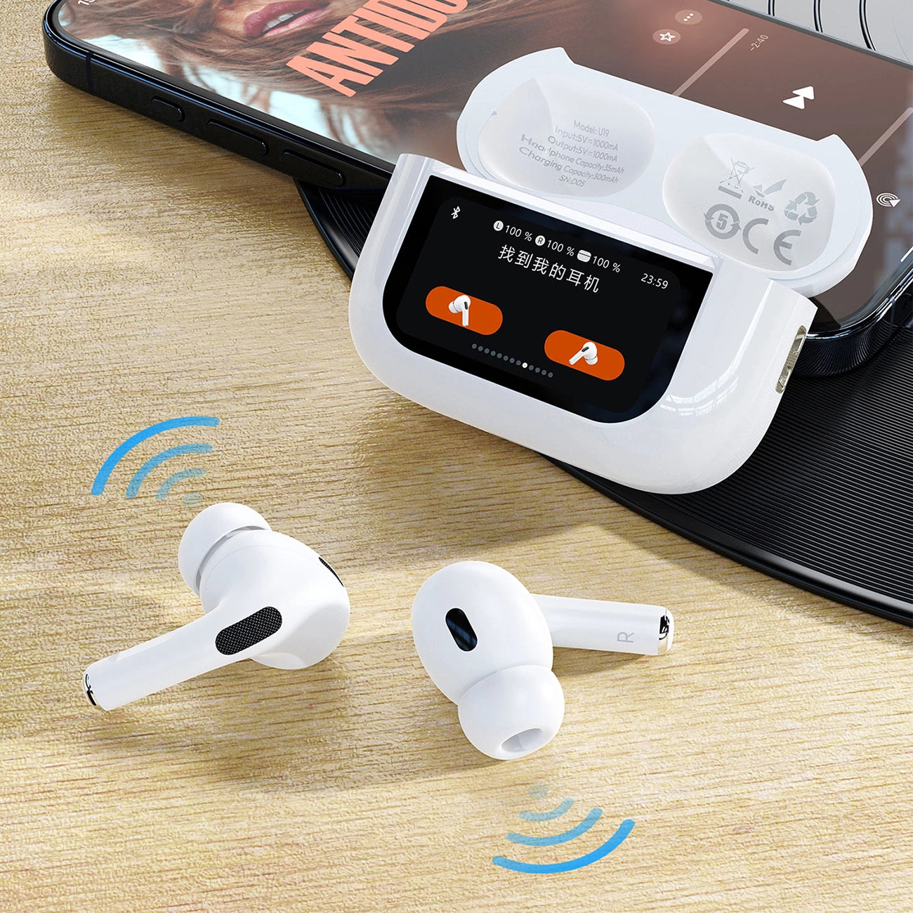 Dudao U19 In-Ear TWS kabelloser Bluetooth 5.3 Kopfhörer mit LED-Anzeige – Weiß
