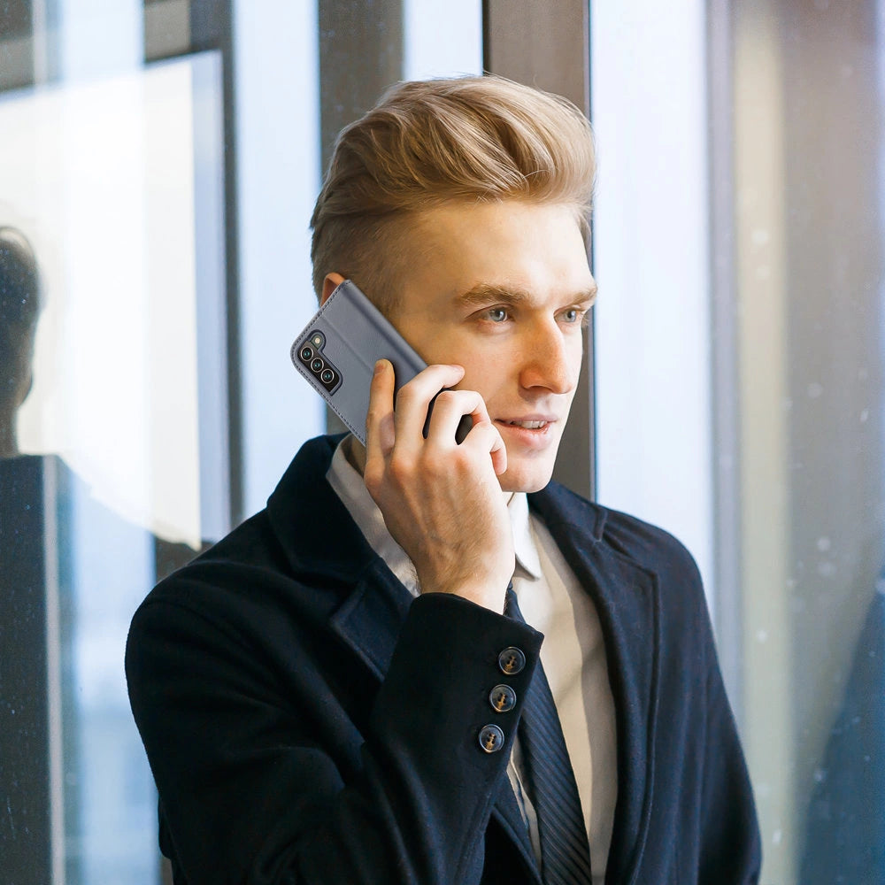 Dux Ducis Hivo Leather Flip Cover Echtleder Geldbörse für Karten und Dokumente Samsung Galaxy S22+ (S22 Plus) Blau