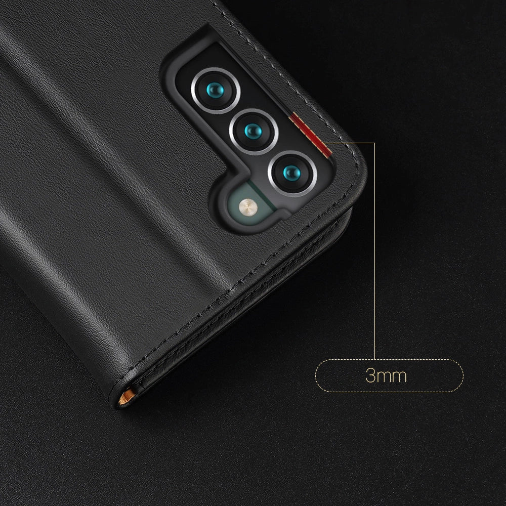 Dux Ducis Hivo Leather Flip Cover Echtleder Geldbörse für Karten und Dokumente Samsung Galaxy S22+ (S22 Plus) Rot