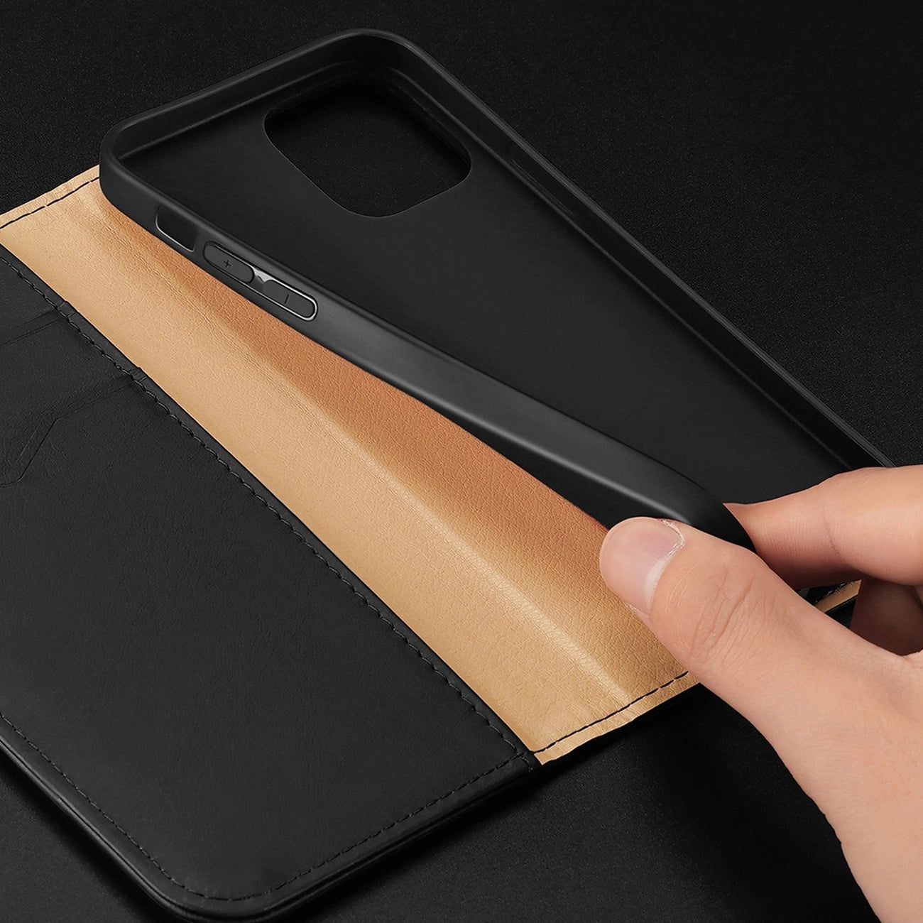 Dux Ducis Hivo echt Leder booktype case schutzhülle aufklappbare hülle für iPhone 14 Pro braun