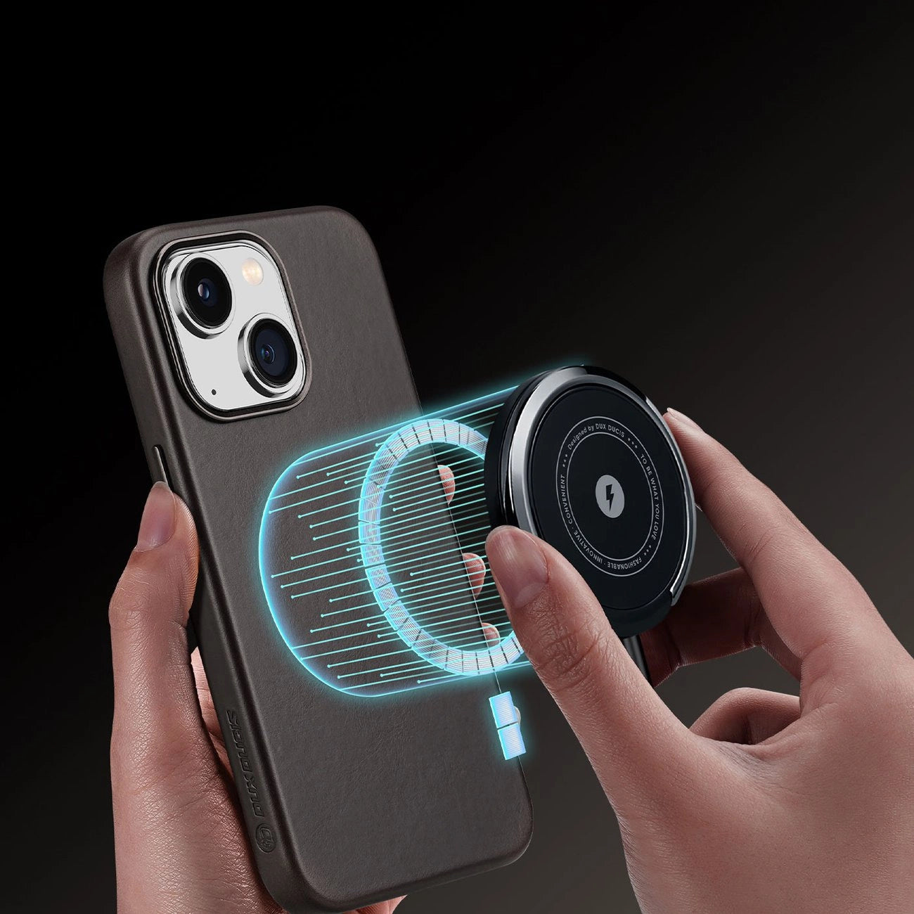 Dux Ducis Naples Hülle für iPhone 14 Plus Lederhülle (MagSafe kompatibel) Dunkelbraun