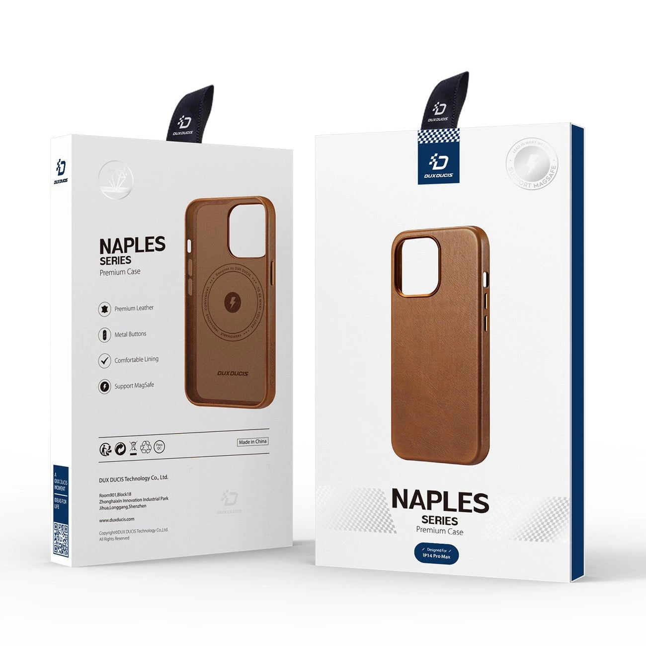 Dux Ducis Naples Hülle iPhone 14 Pro Max magnetische Leder MagSafe Hülle braun