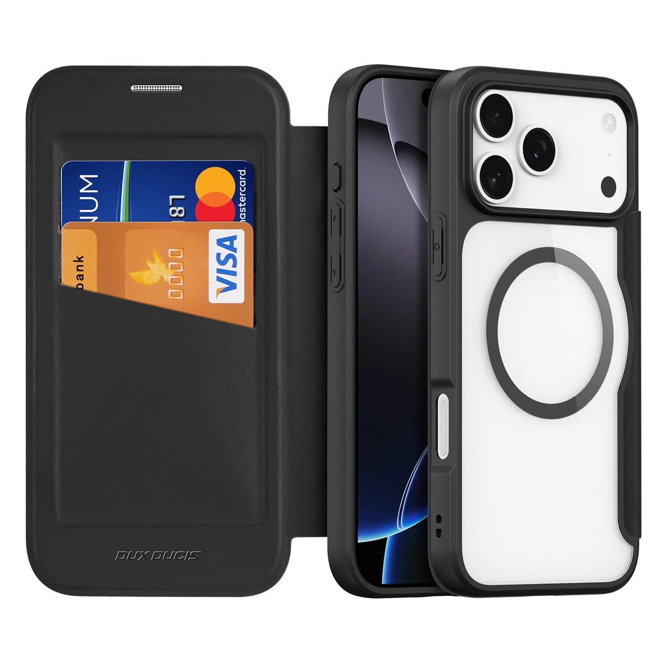 Dux Ducis Skin X Pro Hülle für iPhone 17 Pro Max mit Wallet, MagSafe kompatibel - Schwarz