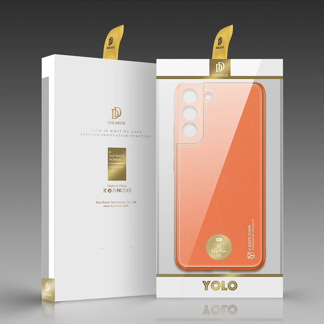 Dux Ducis Yolo elegante Hülle aus ökologischem Leder für Samsung Galaxy S22+ (S22 Plus) orange