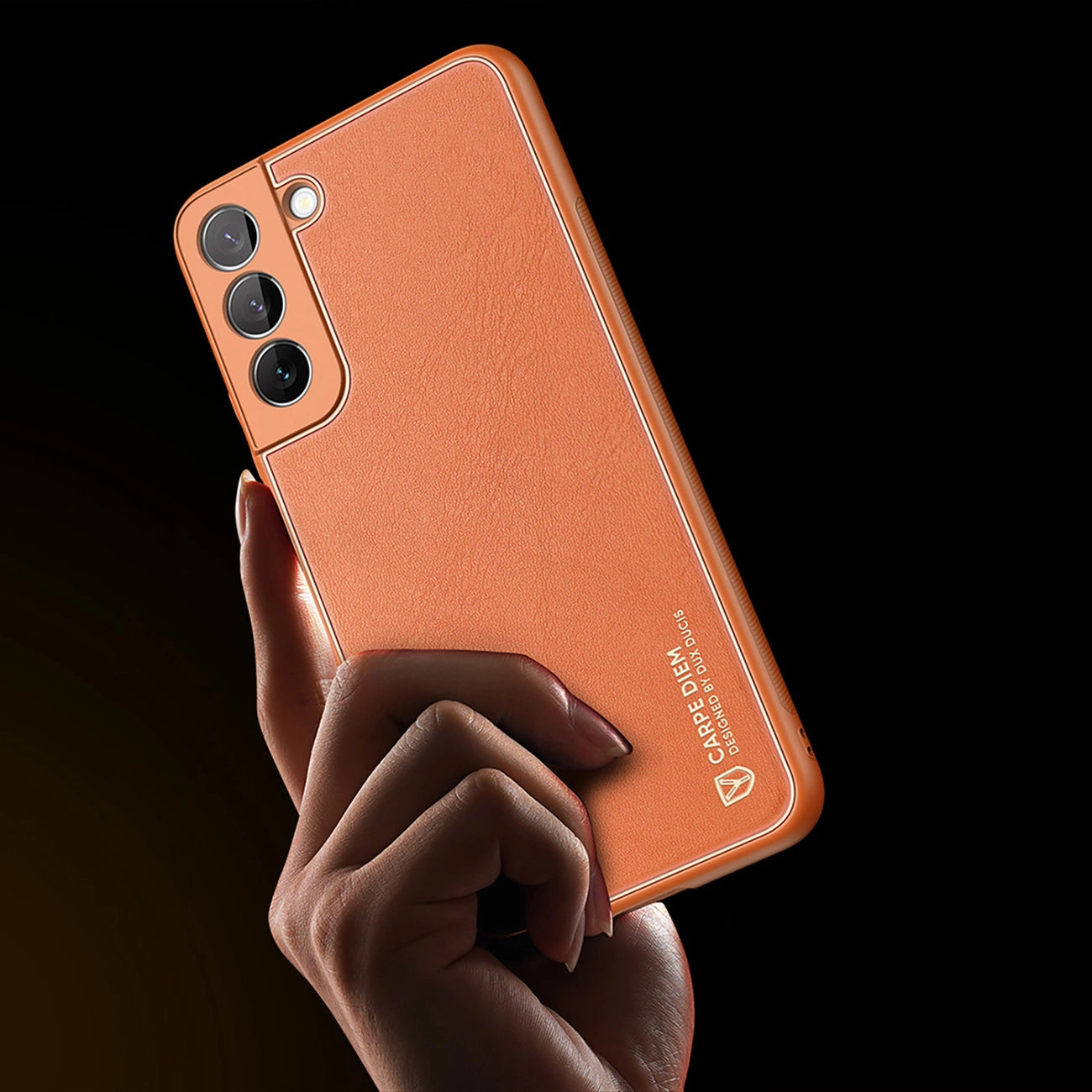 Dux Ducis Yolo elegante Hülle aus ökologischem Leder für Samsung Galaxy S22+ (S22 Plus) orange