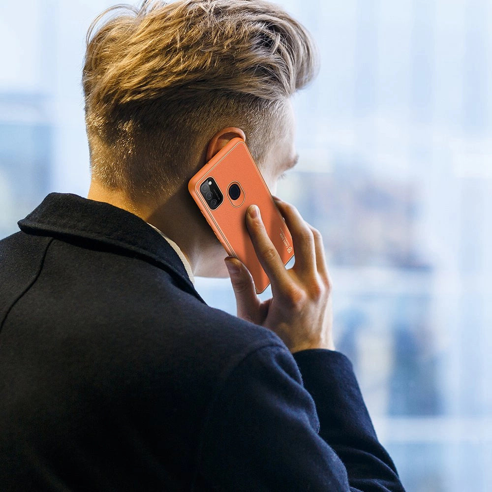 Dux Ducis Yolo elegantes Cover aus ökologischem Leder für Samsung Galaxy M30s orange