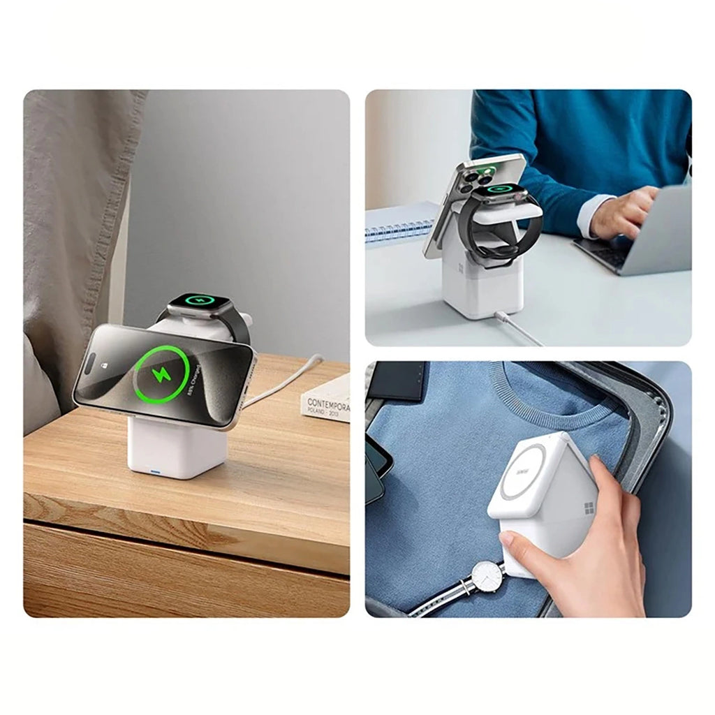 Duzzona W20 15W 4in1 induktives Ladegerät für iPhone / AirPods / Apple Watch mit Nachtlampe - Weiß