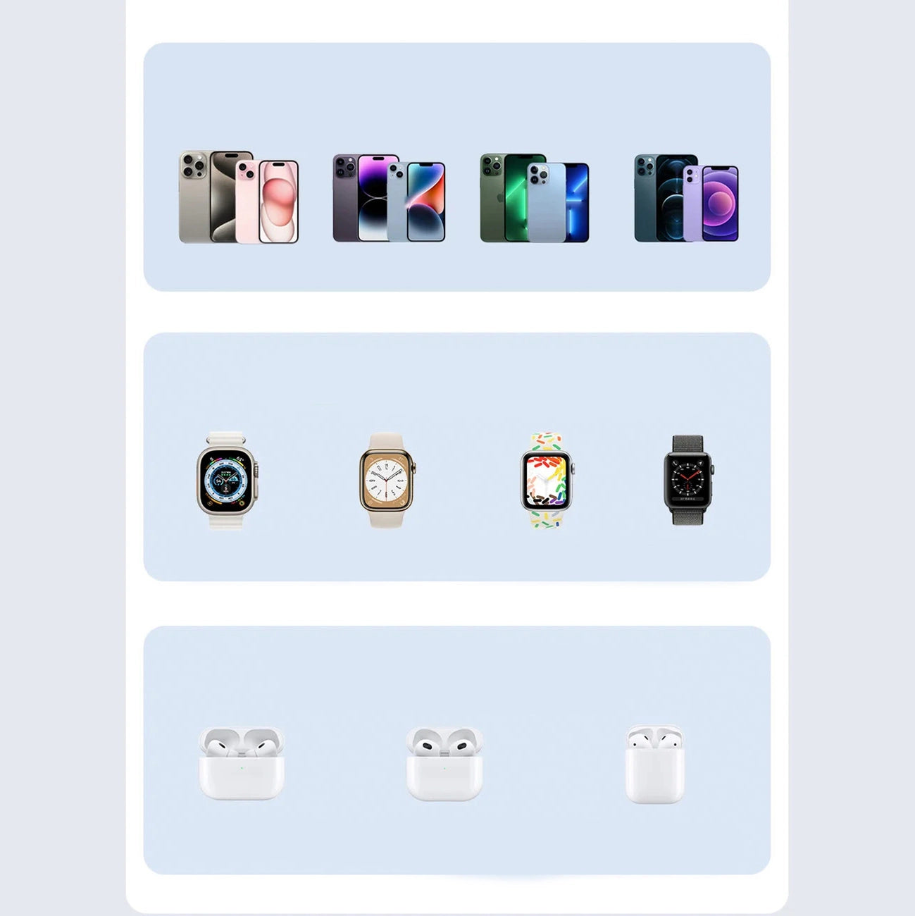 Duzzona W20 15W 4in1 induktives Ladegerät für iPhone / AirPods / Apple Watch mit Nachtlampe - Weiß