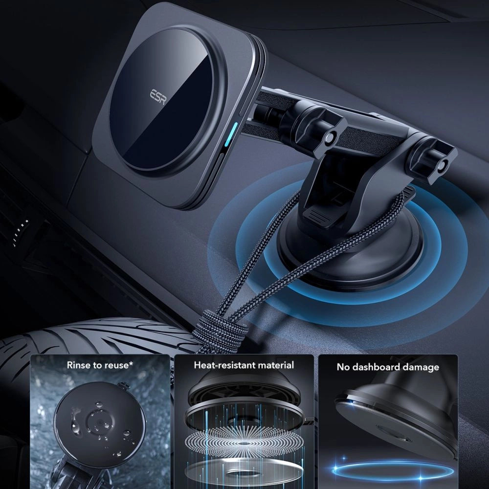 ESR Halolock Magnetische MagSafe QI2 15W Autohalterung - Schwarz