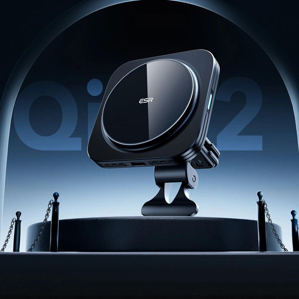 ESR Halolock Magnetische QI2-Autohalterung mit MagSafe 15W-Induktionsladegerät für Lüftungsschlitze – Schwarz