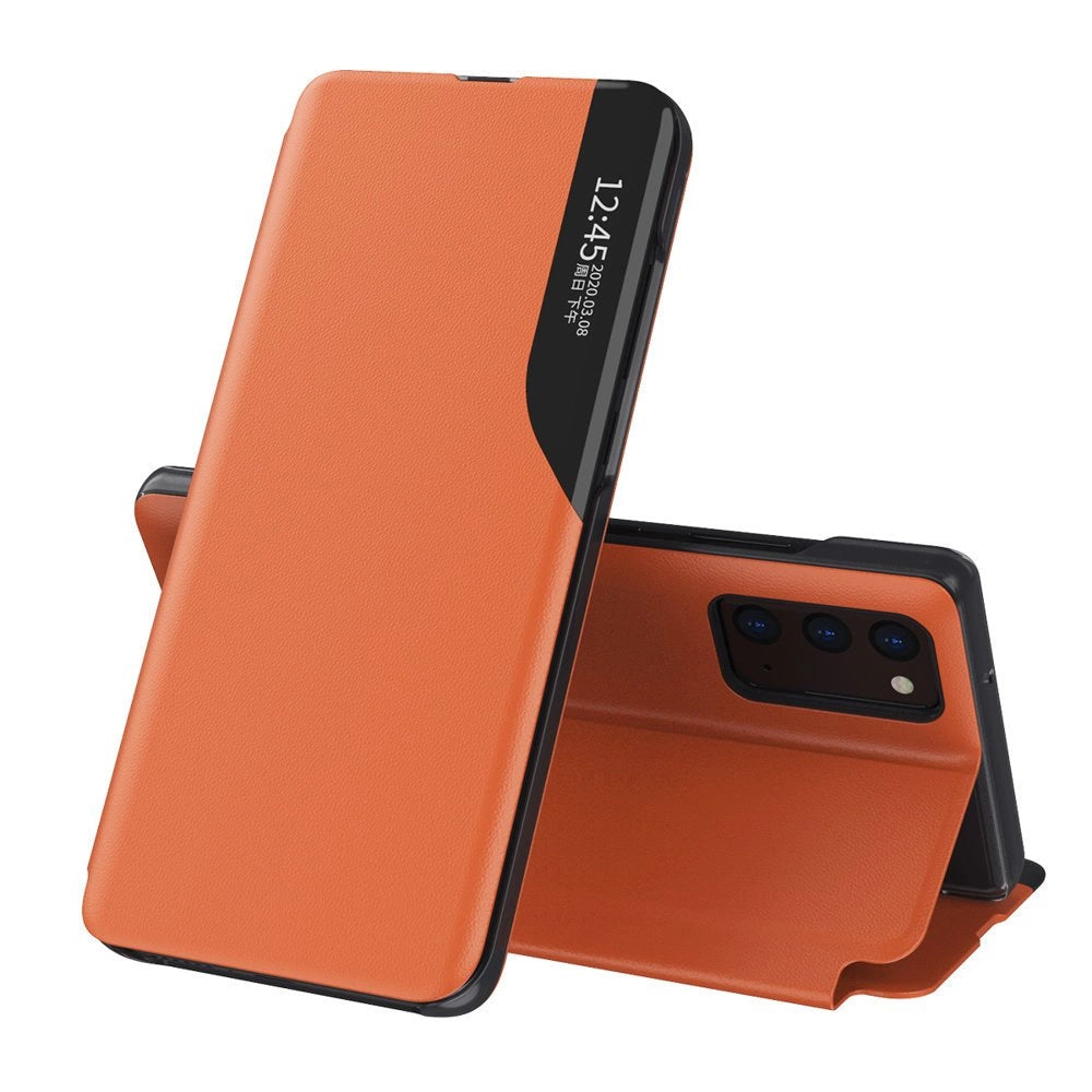 Eco Leather View Case booktype case schutzhülle aufklappbare hülle Samsung Galaxy A72 4G orange