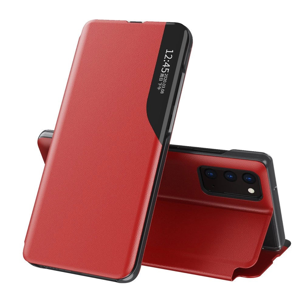 Eco Leather View Case booktype case schutzhülle aufklappbare hülle Samsung Galaxy A72 4G rot