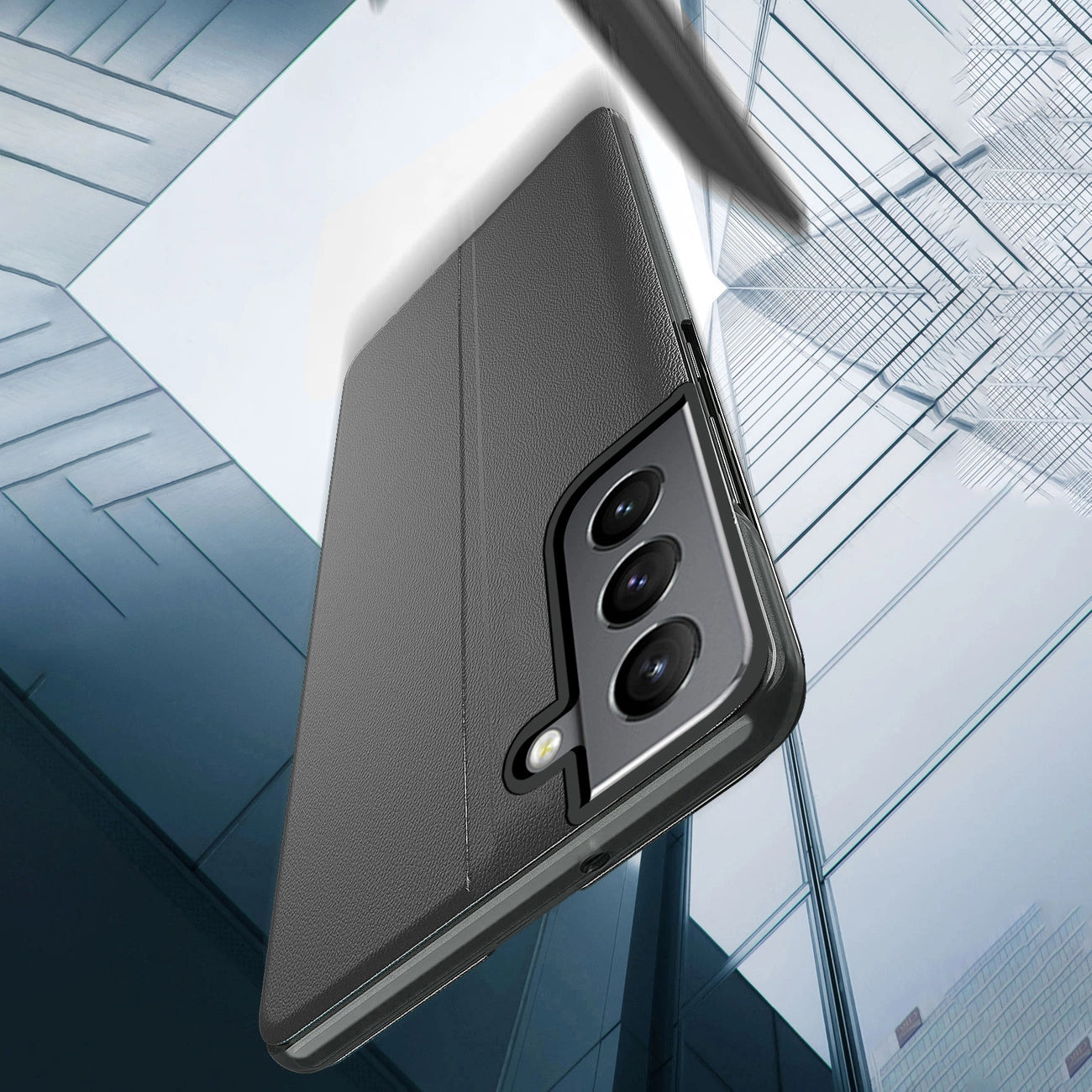 Eco Leather View Case elegante Hülle mit Flipcover und Standfunktion für Samsung Galaxy S22+ (S22 Plus) blau