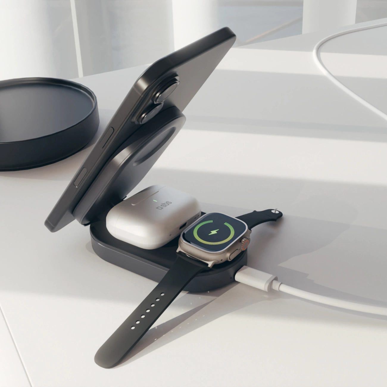 Faltbarer 3-in-1-Funkständer, QI2 und MFI