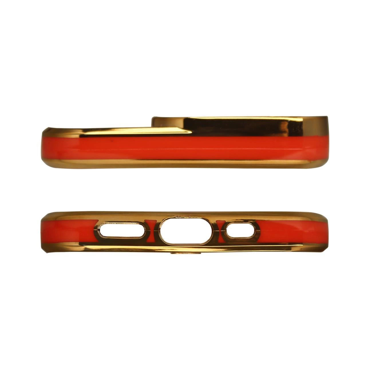 Fashion Case Hülle für Samsung Galaxy A12 5G Gold Frame Gel Cover Rot