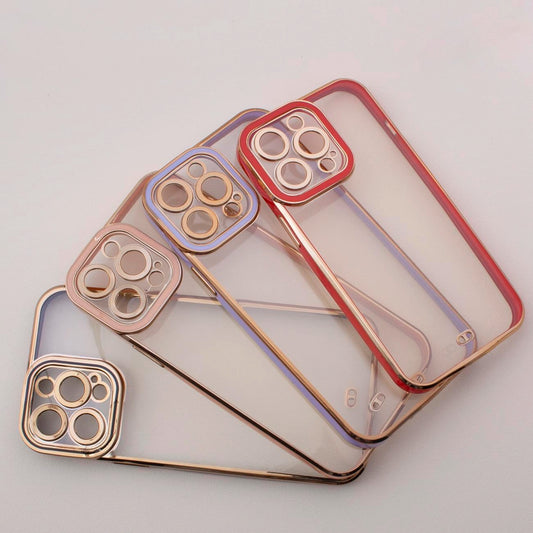 Fashion Case für iPhone 12 Gold Frame Gel Cover Rot