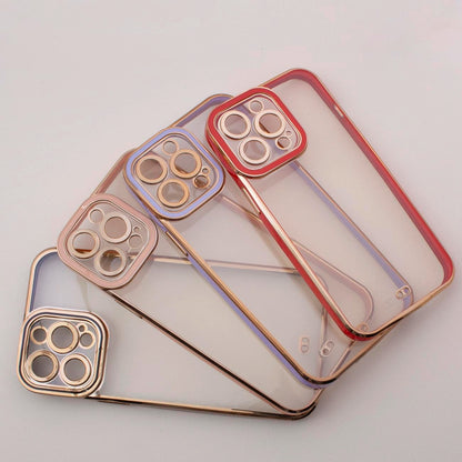 Fashion Case für iPhone 12 Pro Gold Frame Gel Cover Lila