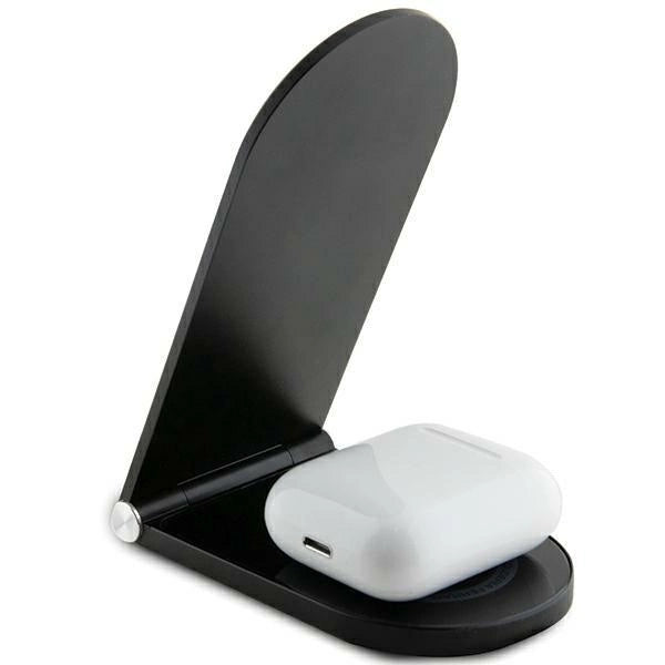 Ferrari gedrucktes Logo MagSafe faltbares 2-in-1-15-W-Induktionsladegerät – Schwarz