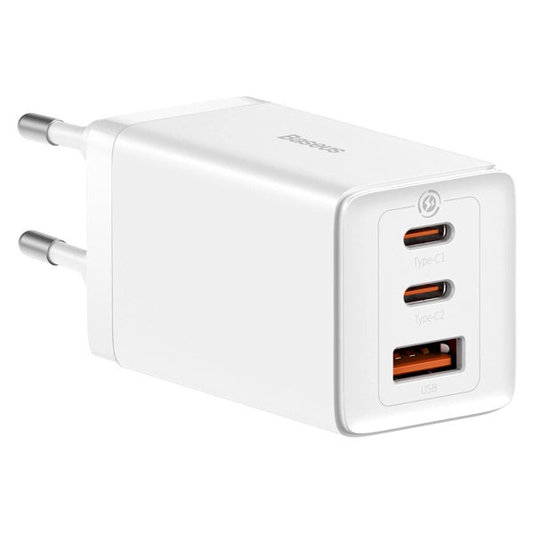 GaN 2xUSB C 1xUSB 65W Schnellladegerät Baseus GaN5 Pro + USB C - USB C 100W Kabel - Weiß