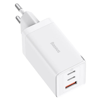 GaN 2xUSB C 1xUSB 65W Schnellladegerät Baseus GaN5 Pro + USB C - USB C 100W Kabel - Weiß