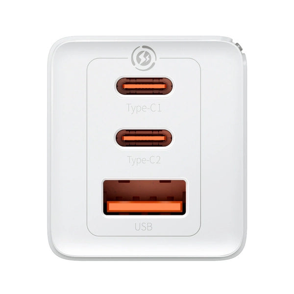 GaN 2xUSB C 1xUSB 65W Schnellladegerät Baseus GaN5 Pro + USB C - USB C 100W Kabel - Weiß