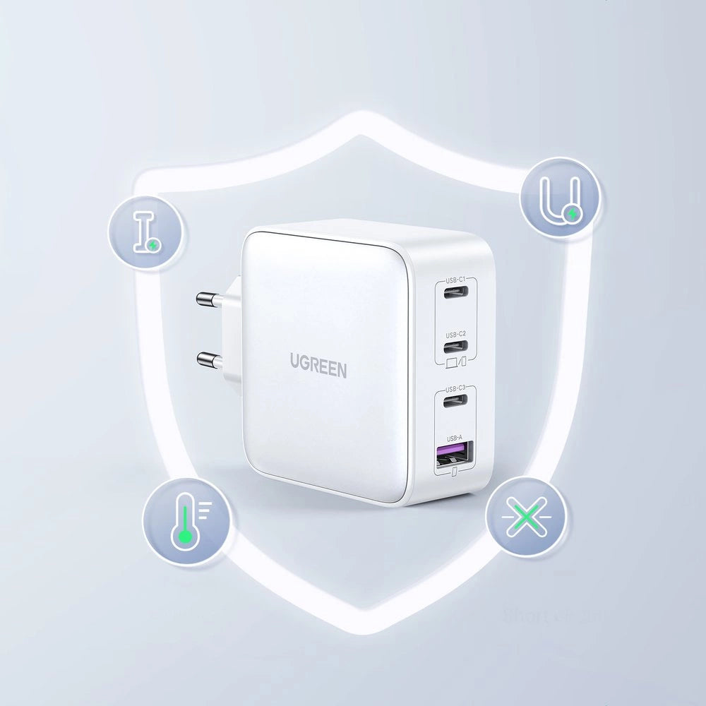 GaN-Schnellladegerät 3xUSB C / USB 100W PPS Ugreen CD226 - weiß
