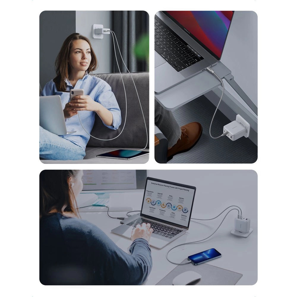 GaN-Schnellladegerät 3xUSB C / USB 100W PPS Ugreen CD226 - weiß